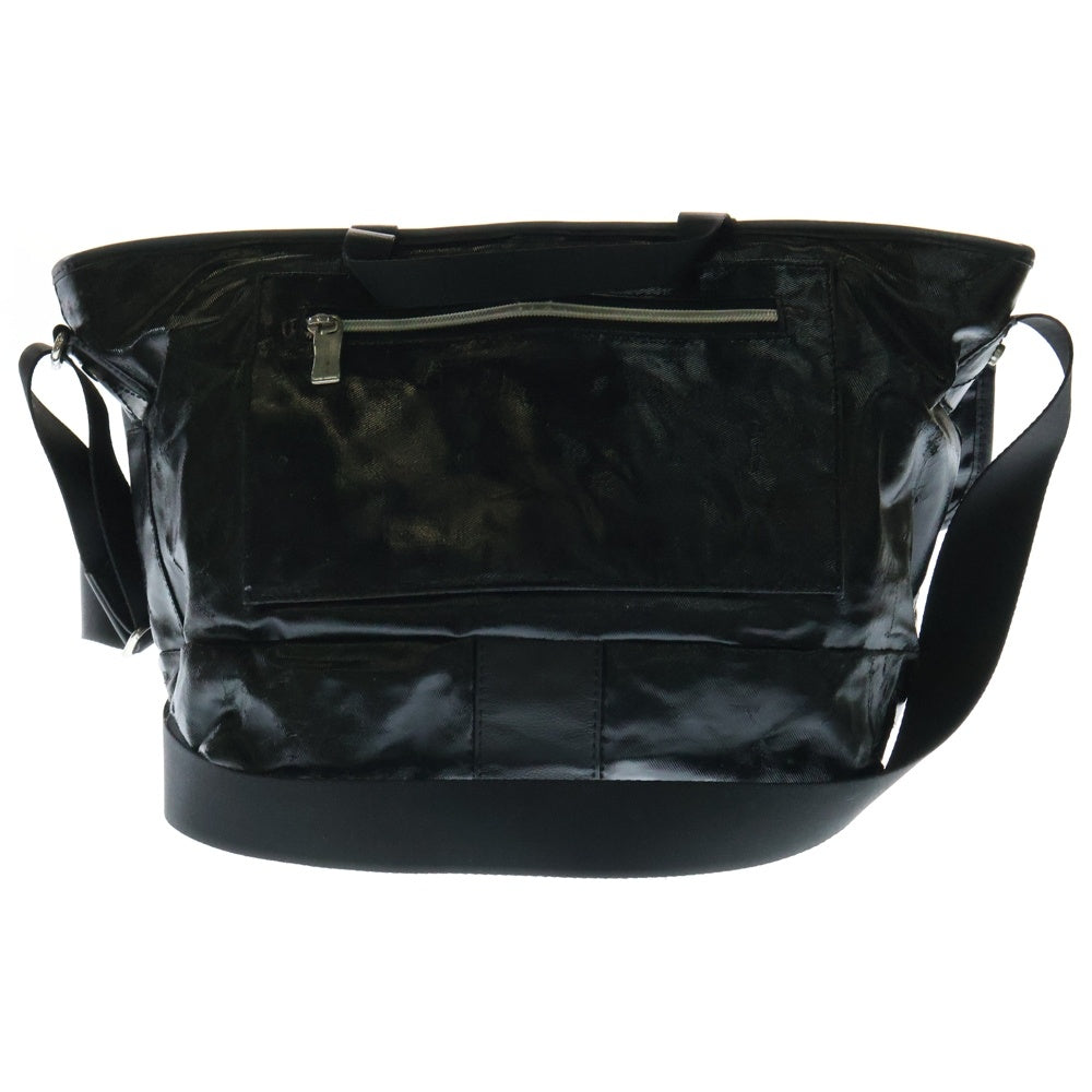 Orobianco(オロビアンコ) エンブレムロゴ刻印プレート レザー切り替え リモンタナイロン ショルダーバッグ ブラック