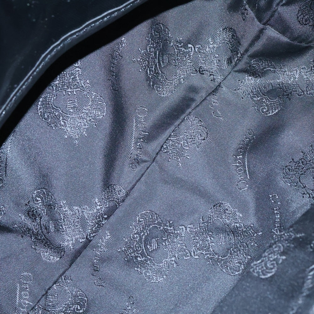 Orobianco(オロビアンコ) エンブレムロゴ刻印プレート レザー切り替え リモンタナイロン ショルダーバッグ ブラック