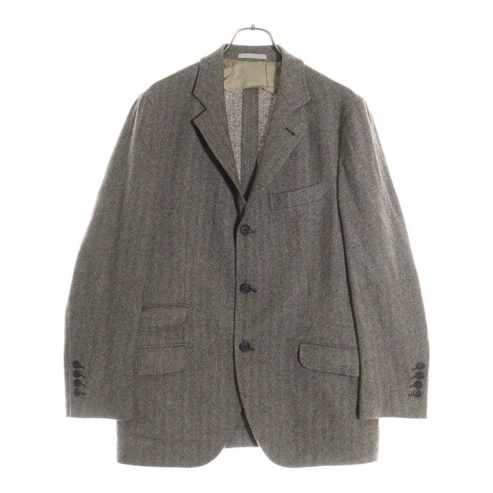 BRUNELLO CUCINELLI(ブルネロクチネリ) ヘリンボーン ノッチドラペル カシミヤ シングルテーラードジャケット グレージュ