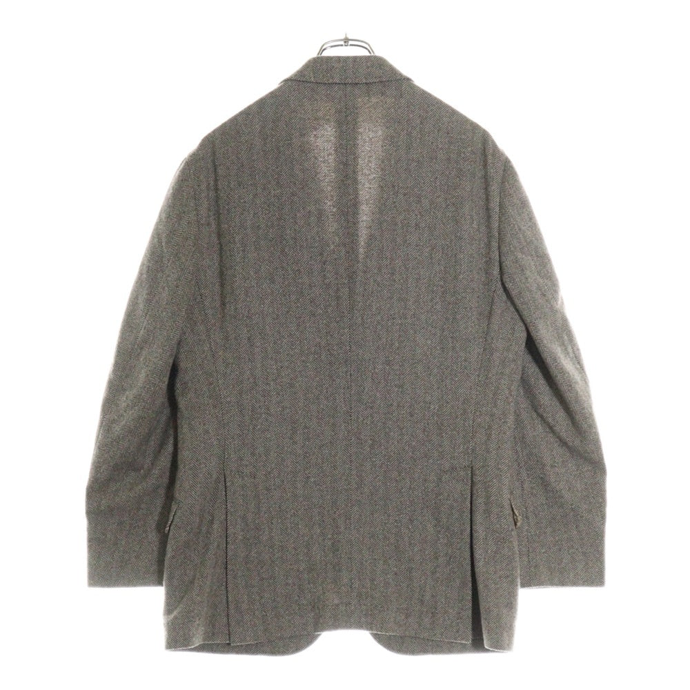 BRUNELLO CUCINELLI(ブルネロクチネリ) ヘリンボーン ノッチドラペル カシミヤ シングルテーラードジャケット グレージュ