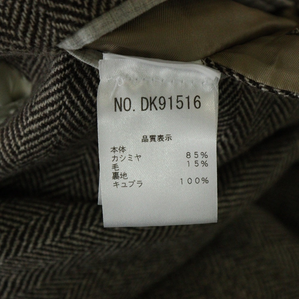 BRUNELLO CUCINELLI(ブルネロクチネリ) ヘリンボーン ノッチドラペル カシミヤ シングルテーラードジャケット グレージュ