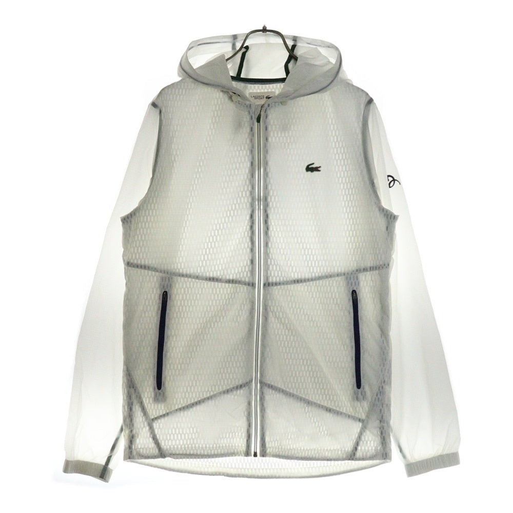 LACOSTE(ラコステ) フロントロゴワッペン ジップアップ フーデッド ナイロンジャケット ウインドブレーカー ホワイト BH7992