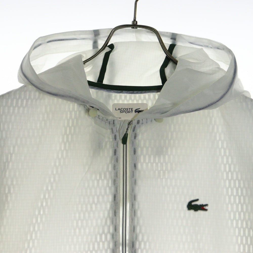 LACOSTE(ラコステ) フロントロゴワッペン ジップアップ フーデッド ナイロンジャケット ウインドブレーカー ホワイト BH7992