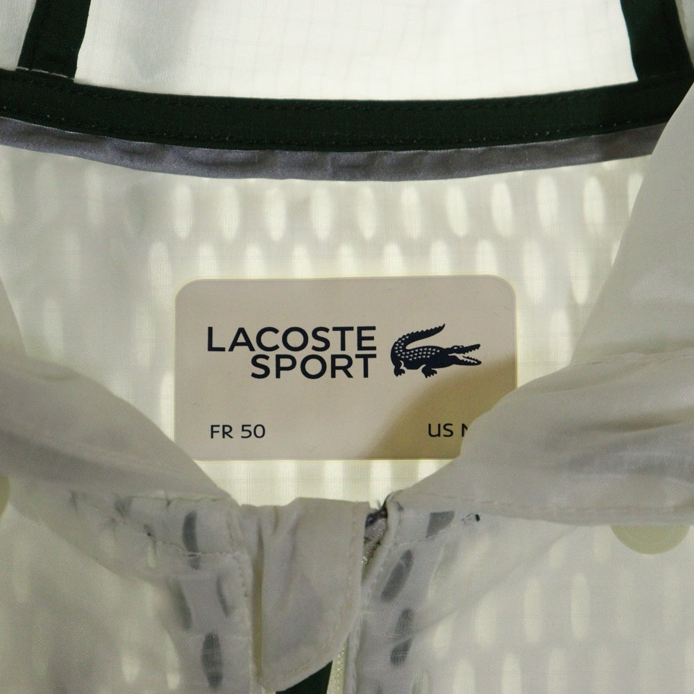 LACOSTE(ラコステ) フロントロゴワッペン ジップアップ フーデッド ナイロンジャケット ウインドブレーカー ホワイト BH7992