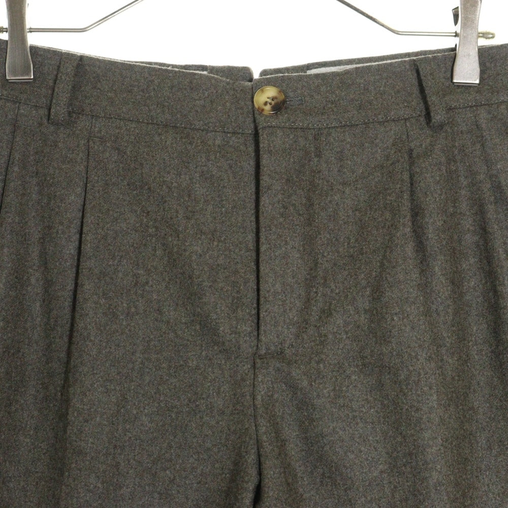 BRUNELLO CUCINELLI(ブルネロクチネリ) センタープレス ジップフライ ウール テーパード スラックスパンツ グレージュ
