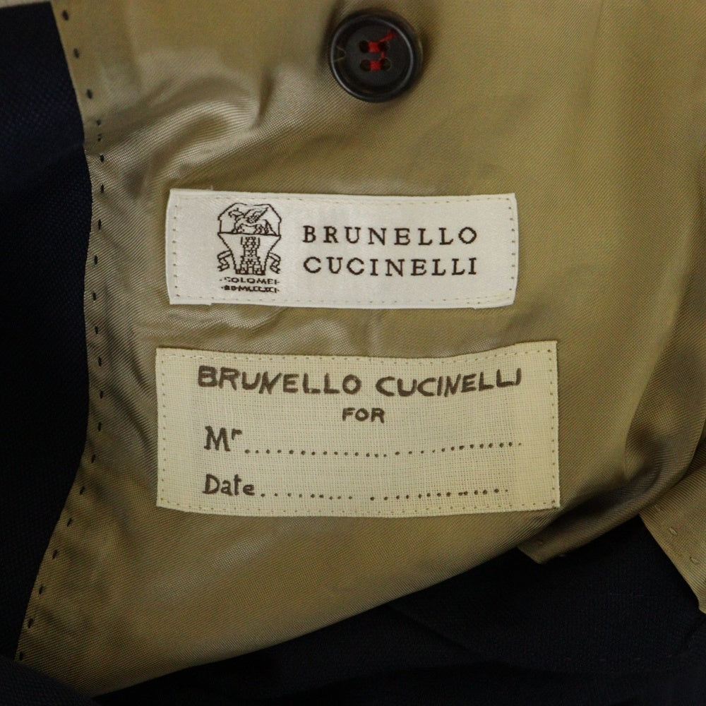BRUNELLO CUCINELLI(ブルネロクチネリ) ノッチドラペル コットン シングルテーラードジャケット ネイビー