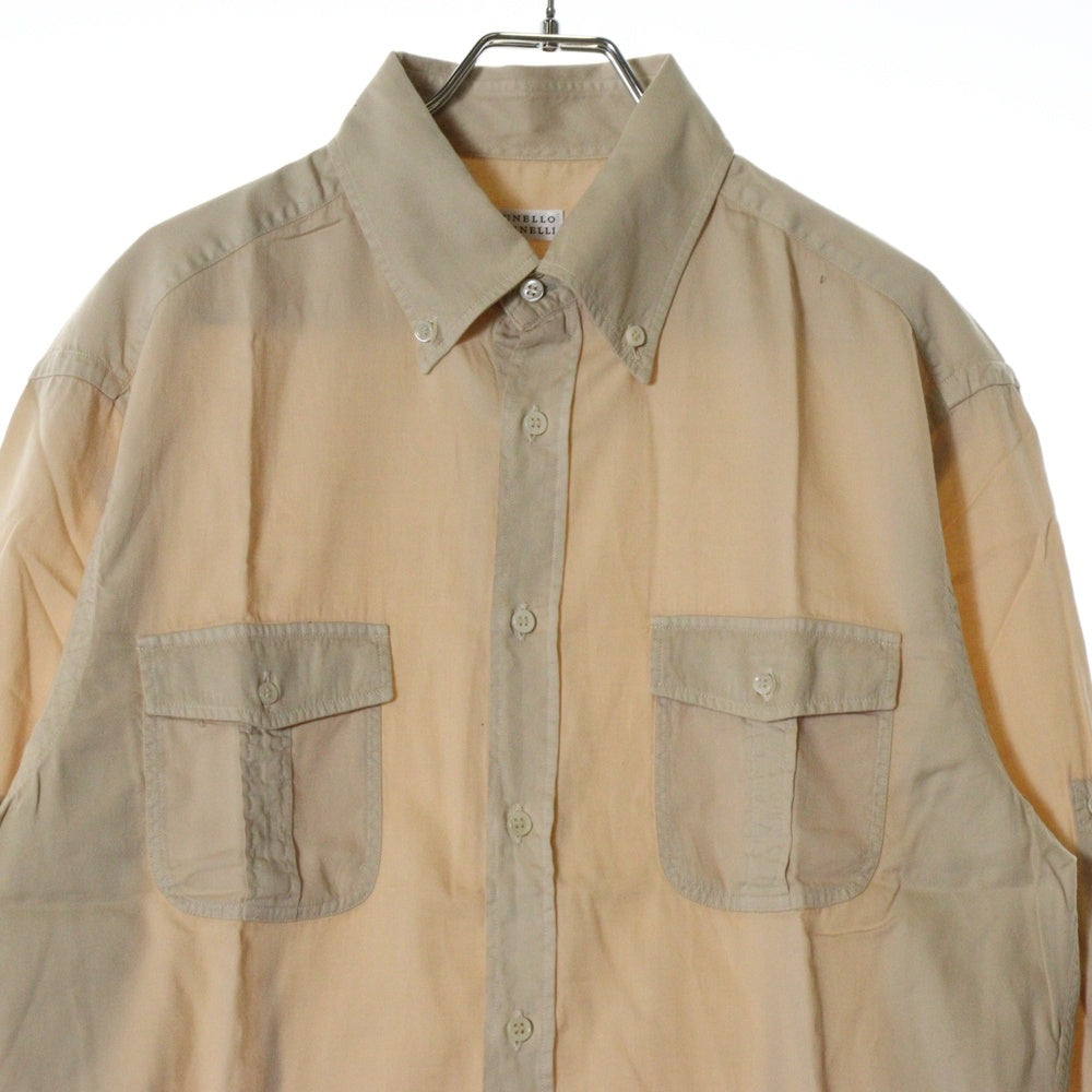 BRUNELLO CUCINELLI(ブルネロクチネリ) フロントダブルポケット ボタンダウン 長袖シャツ ベージュ