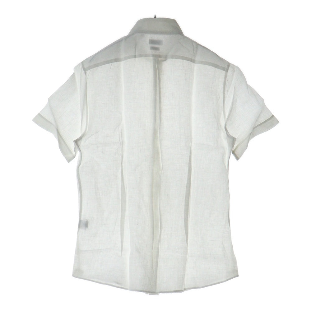 BRUNELLO CUCINELLI(ブルネロクチネリ) カッタウェイカラー リネン 半袖ドレスシャツ ホワイト