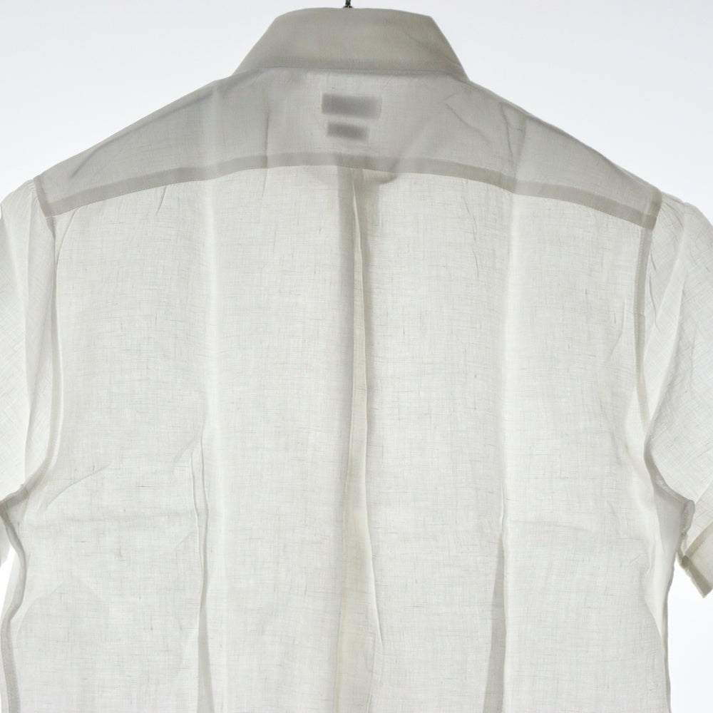 BRUNELLO CUCINELLI(ブルネロクチネリ) カッタウェイカラー リネン 半袖ドレスシャツ ホワイト