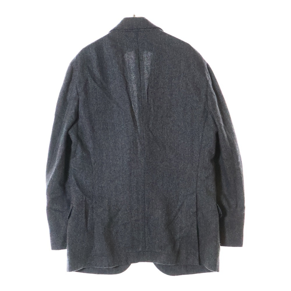BRUNELLO CUCINELLI(ブルネロクチネリ) ヘリンボーン ノッチドラペル カシミヤ シングルテーラードジャケット グレー