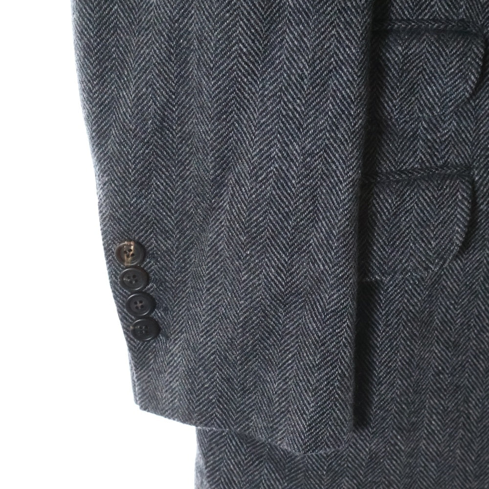 BRUNELLO CUCINELLI(ブルネロクチネリ) ヘリンボーン ノッチドラペル カシミヤ シングルテーラードジャケット グレー