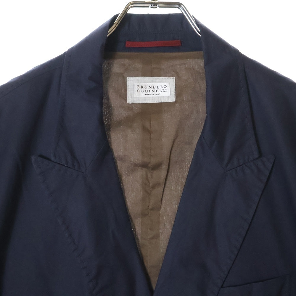 BRUNELLO CUCINELLI(ブルネロクチネリ) コットン ピークドラペル ダブルテーラードジャケット ネイビー