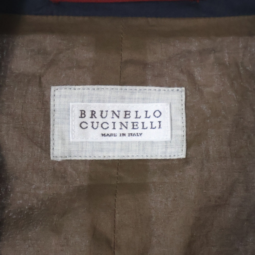 BRUNELLO CUCINELLI(ブルネロクチネリ) コットン ピークドラペル ダブルテーラードジャケット ネイビー