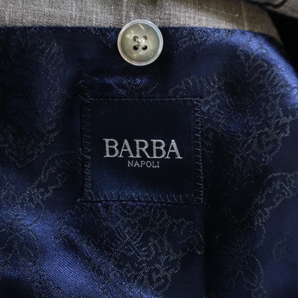 BARBA NAPOLI(バルバ ナポリ) ブロックチェック 総柄ライニング 3B シングルテーラードジャケット グレー GM8_6080001