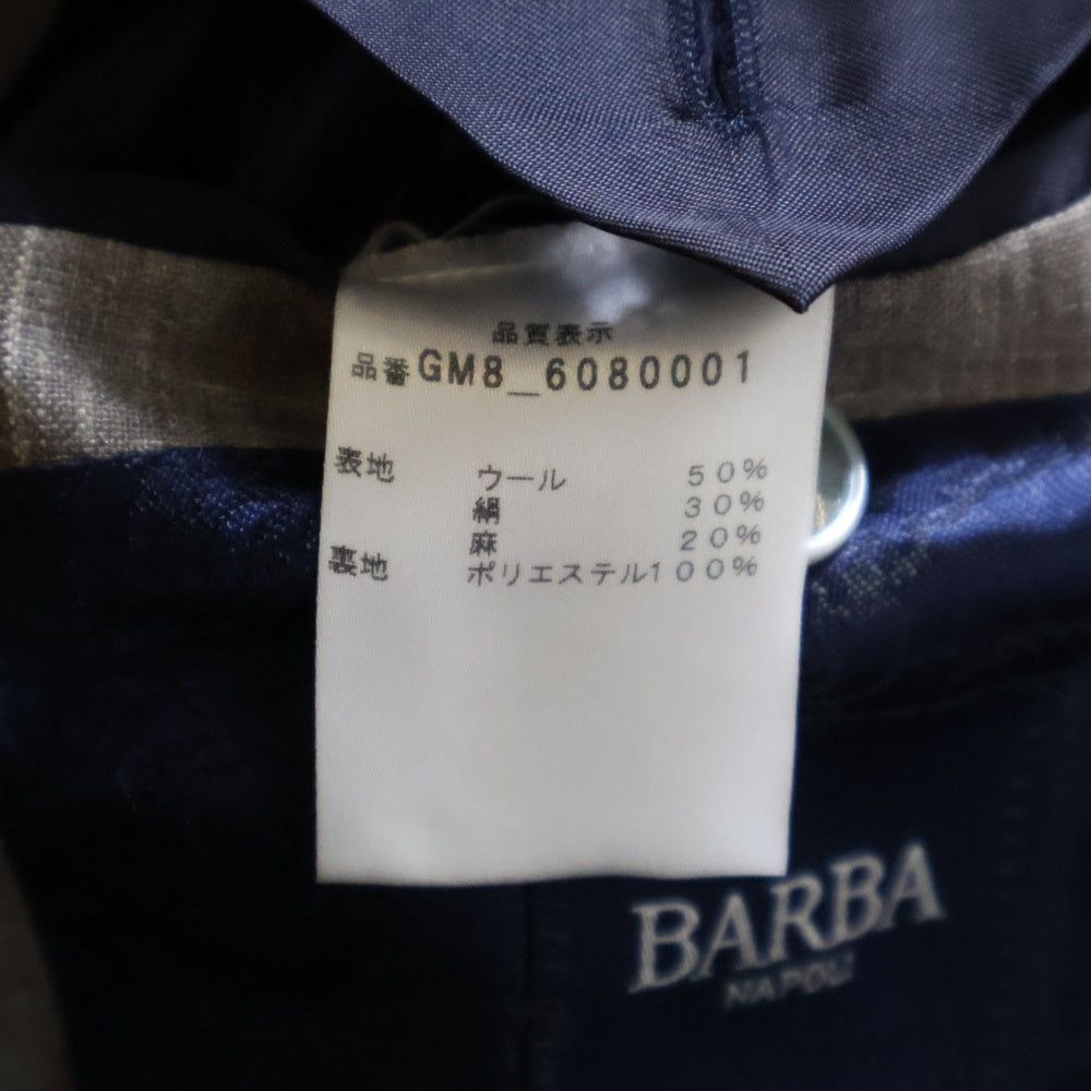BARBA NAPOLI(バルバ ナポリ) ブロックチェック 総柄ライニング 3B シングルテーラードジャケット グレー GM8_6080001