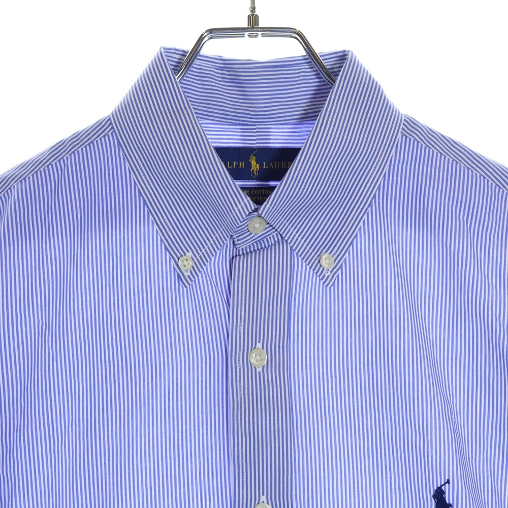 RALPH LAUREN(ラルフローレン) ロゴエンブロイダリー ボタンダウン ストライプ 長袖シャツ ブルー