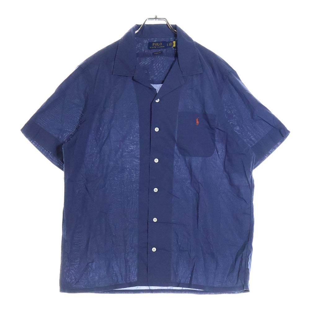 POLO RALPH LAUREN(ポロラルフローレン) ロゴエンブロイダリー フロントポケット 半袖シャツ ネイビー