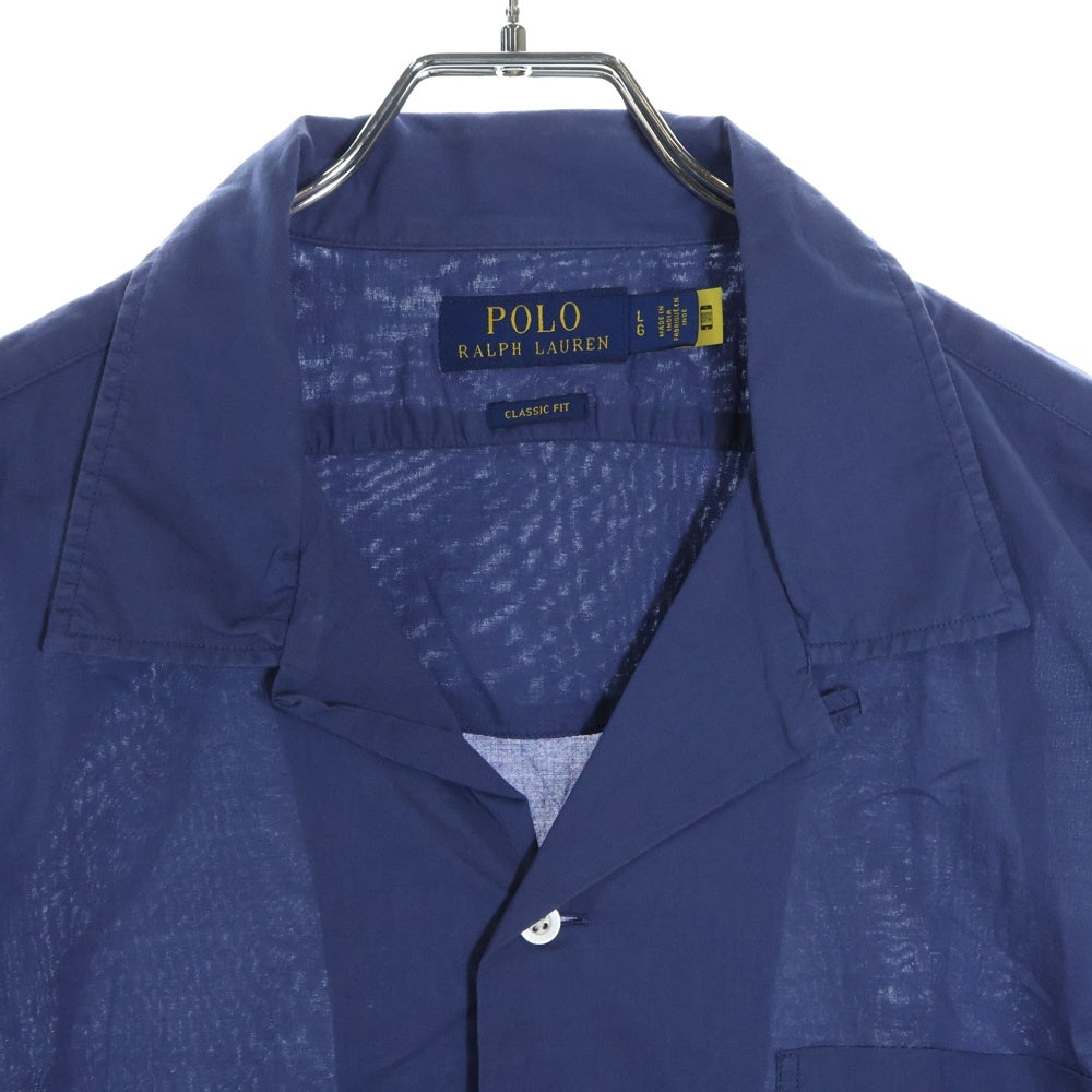 POLO RALPH LAUREN(ポロラルフローレン) ロゴエンブロイダリー フロントポケット 半袖シャツ ネイビー