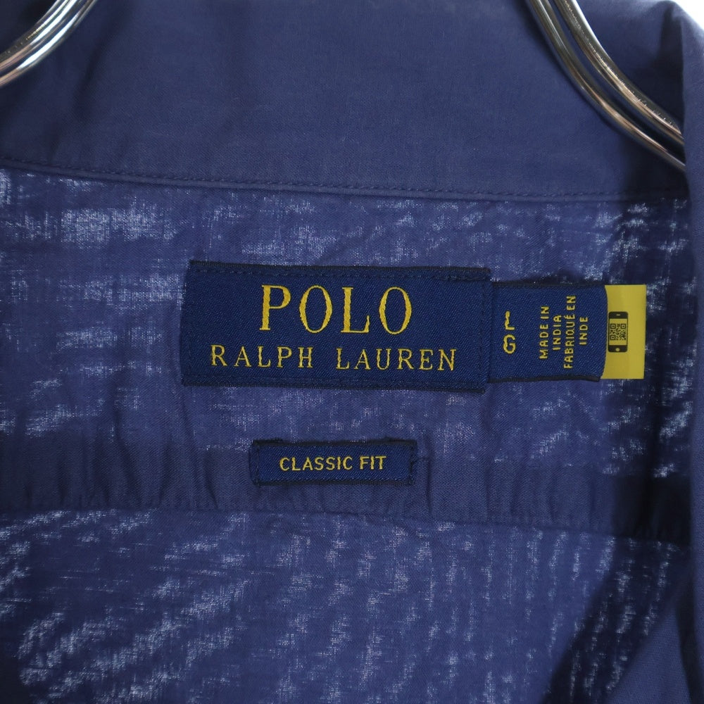 POLO RALPH LAUREN(ポロラルフローレン) ロゴエンブロイダリー フロントポケット 半袖シャツ ネイビー
