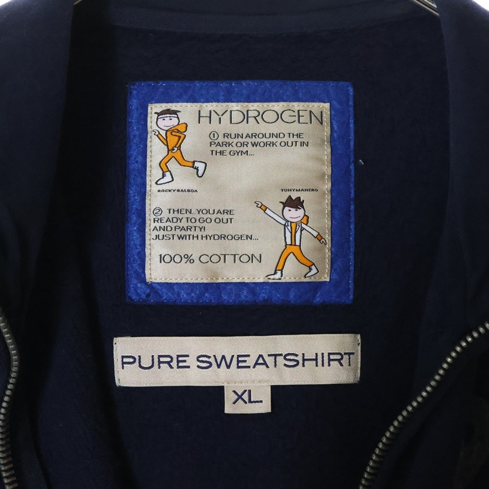 HYDROGEN(ハイドロゲン) PURE SWEATSHIRT 裏起毛 スウェット ジップアップ パーカー ネイビー