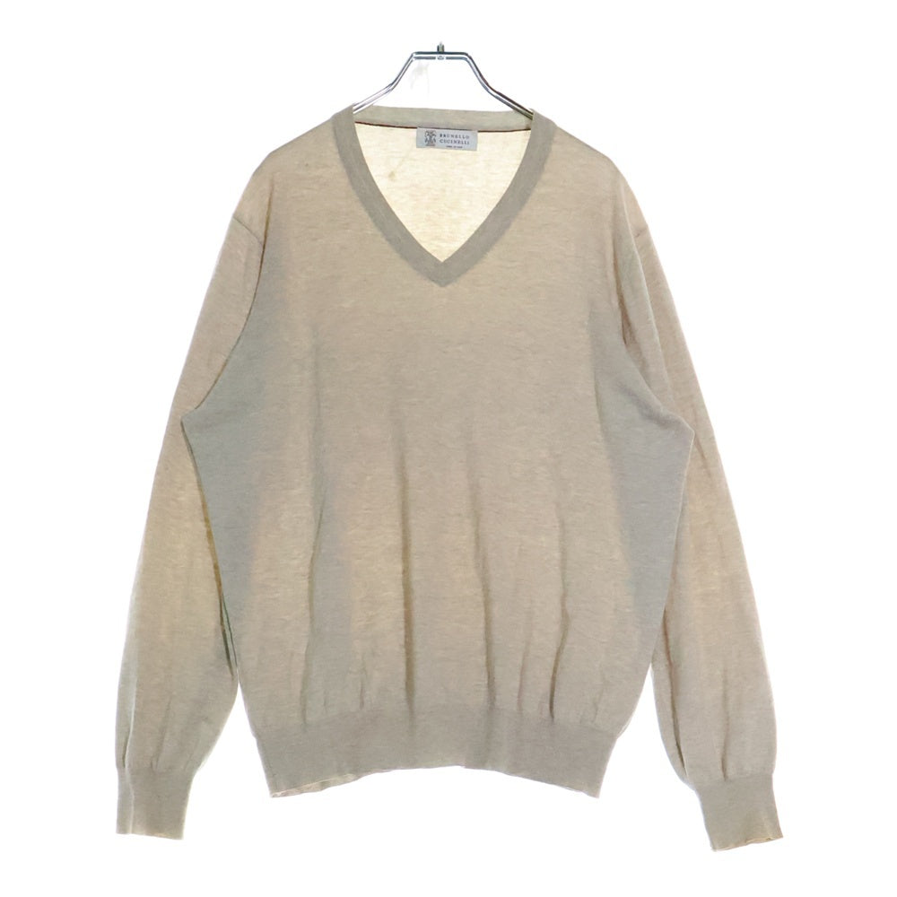 BRUNELLO CUCINELLI(ブルネロクチネリ) コットン Vネック ニット セーター アイボリー