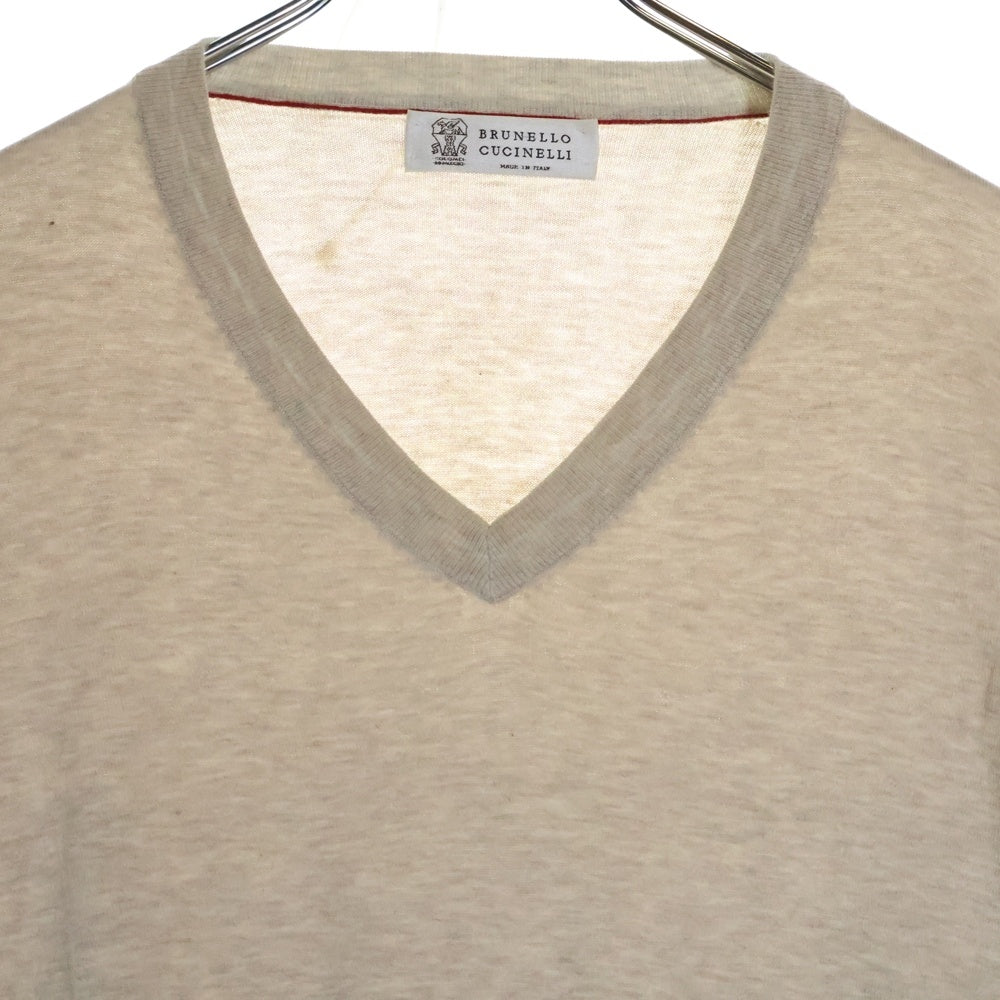 BRUNELLO CUCINELLI(ブルネロクチネリ) コットン Vネック ニット セーター アイボリー