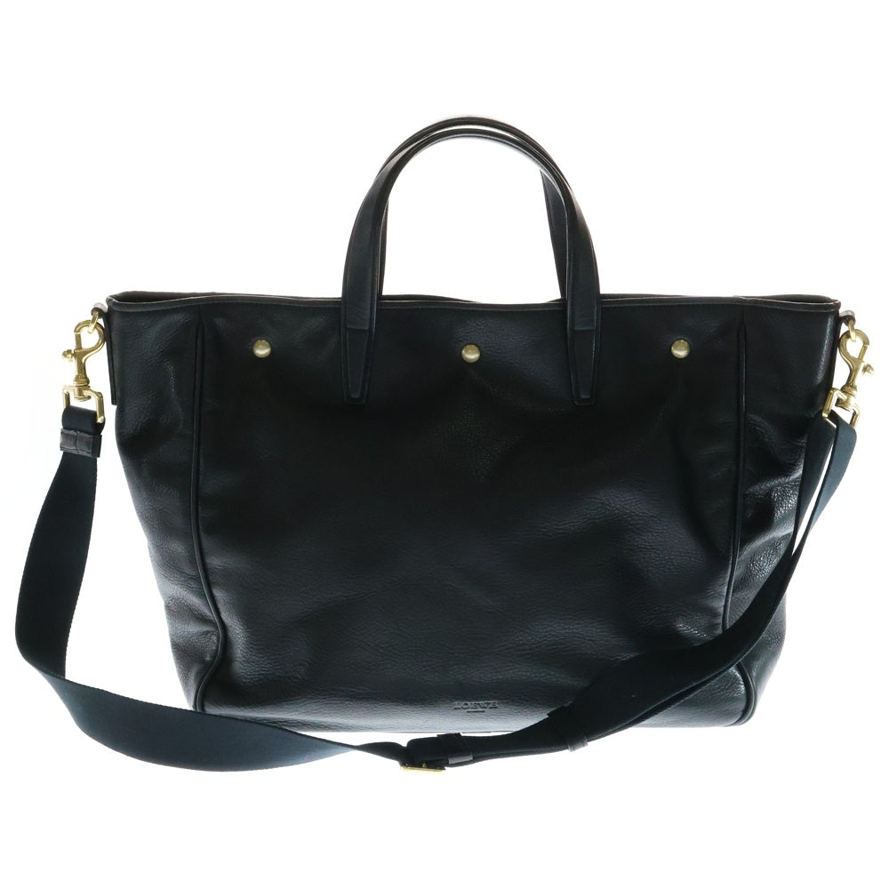 LOEWE(ロエベ) エンボスロゴ 2WAY レザー ハンドバッグ トートバッグ ショルダーバッグ ブラック