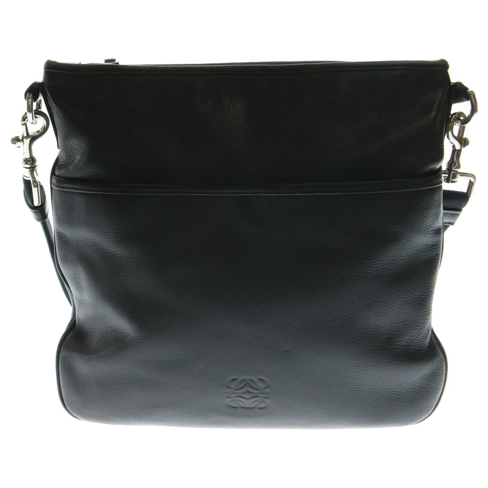 LOEWE(ロエベ) エンボスロゴ レザー ショルダーバッグ ダークブラウン