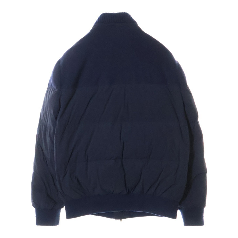 BRUNELLO CUCINELLI(ブルネロクチネリ) ニット切り替え ナイロン ジップアップ ボタンダウンジャケット ネイビー