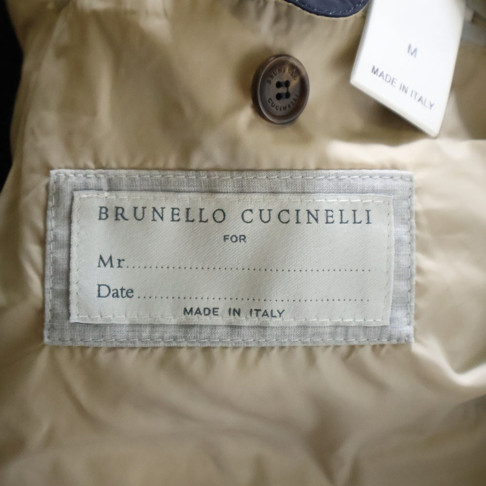 BRUNELLO CUCINELLI(ブルネロクチネリ) ニット切り替え ナイロン ジップアップ ボタンダウンジャケット ネイビー