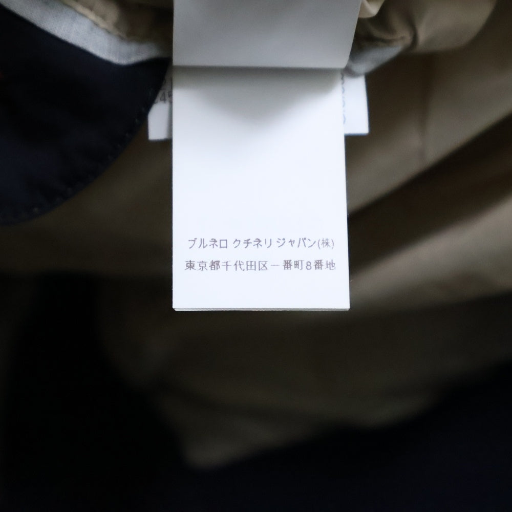 BRUNELLO CUCINELLI(ブルネロクチネリ) ニット切り替え ナイロン ジップアップ ボタンダウンジャケット ネイビー