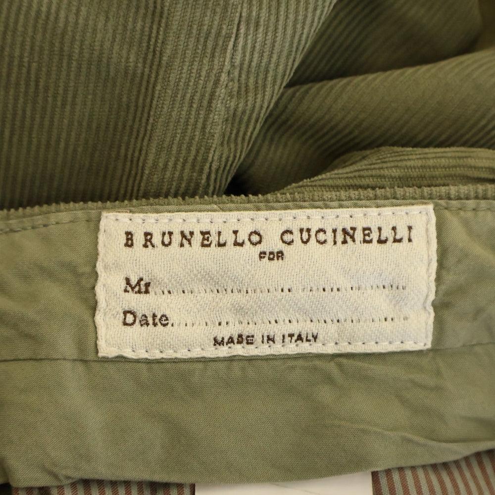 BRUNELLO CUCINELLI(ブルネロクチネリ) コーデュロイ ジップフライ ストレート パンツ カーキ TE91919
