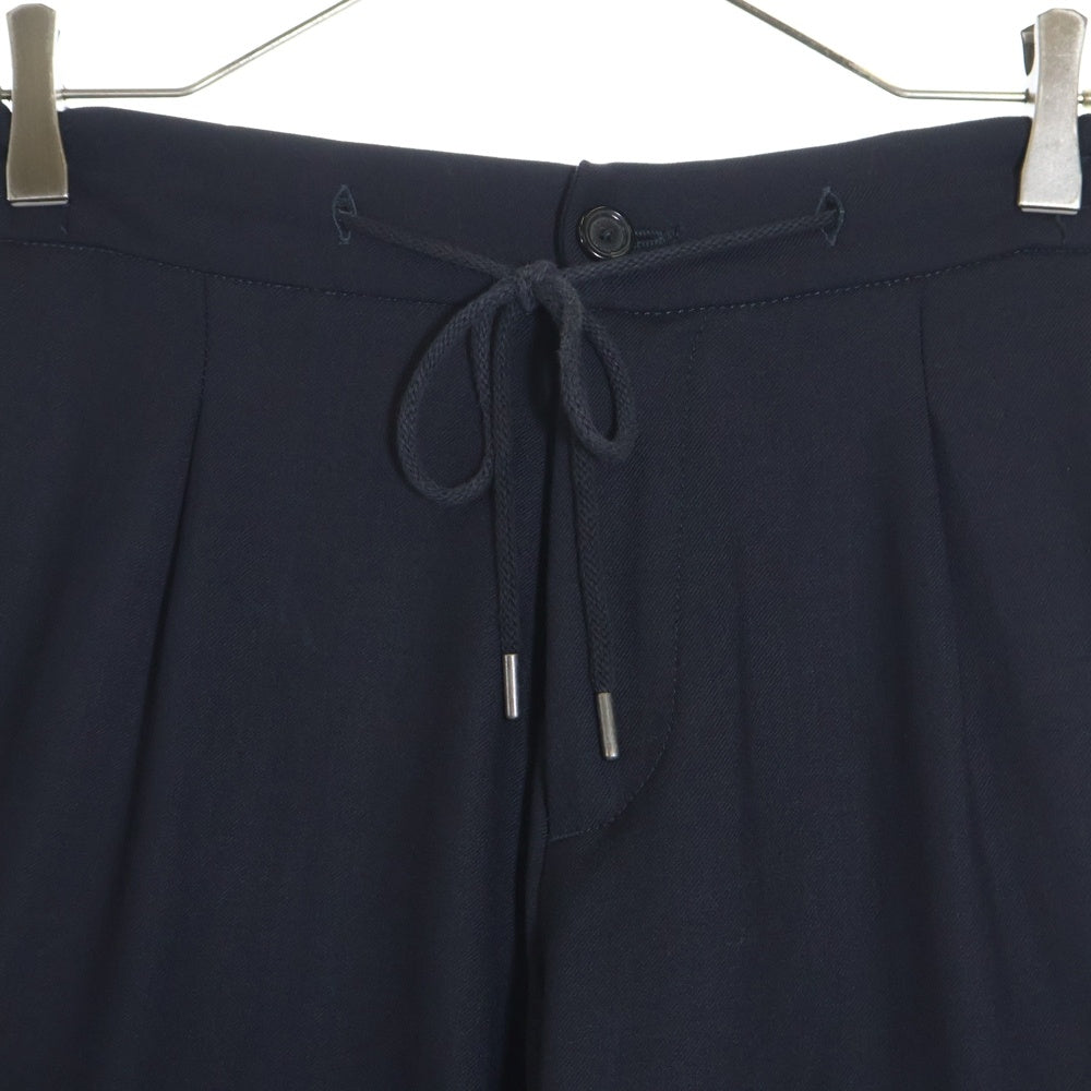 Cruciani(クルチアーニ) リラックスドローコード ワンプリーツ ポリエステル ウール パンツ ブラック