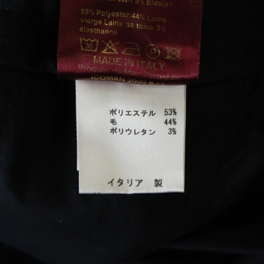 Cruciani(クルチアーニ) リラックスドローコード ワンプリーツ ポリエステル ウール パンツ ブラック