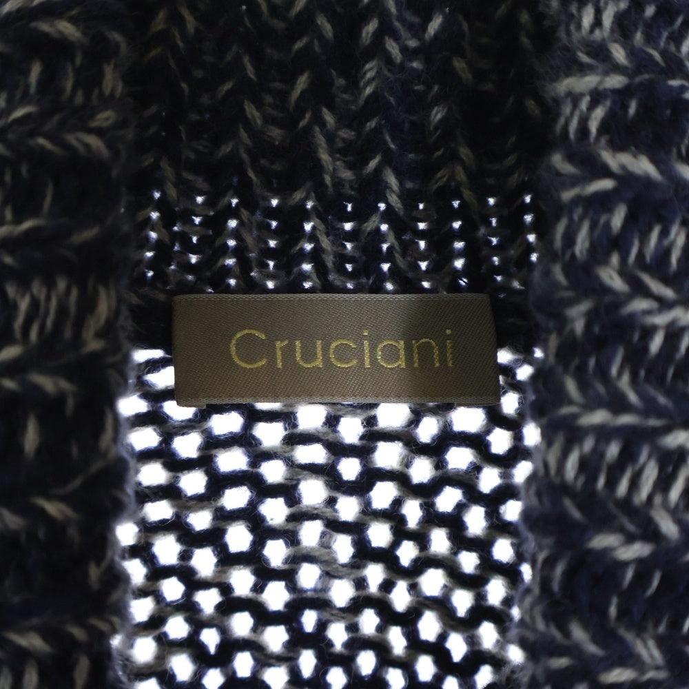 Cruciani(クルチアーニ) メランジウール タートルネック ニット セーター ブルー/ホワイト CU12.371
