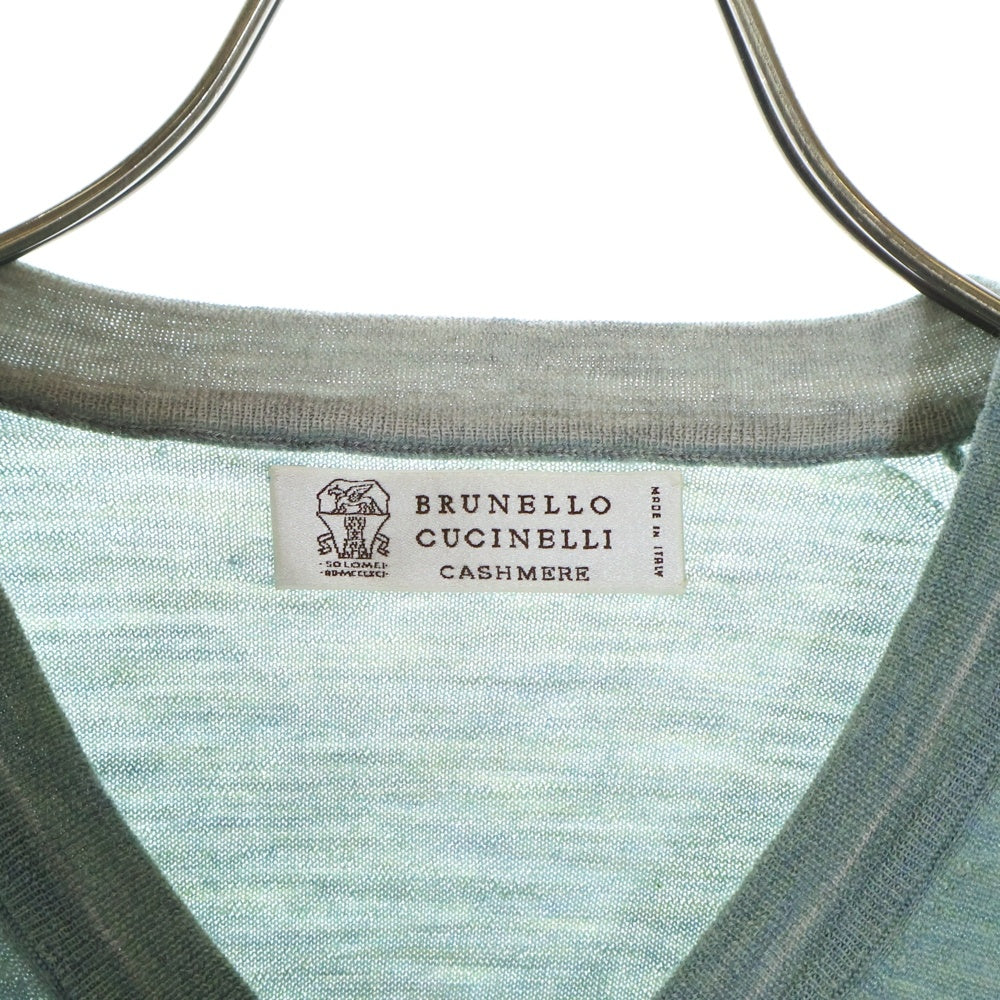 BRUNELLO CUCINELLI(ブルネロクチネリ) ウール カシミヤ Vネック ニット セーター ブルー