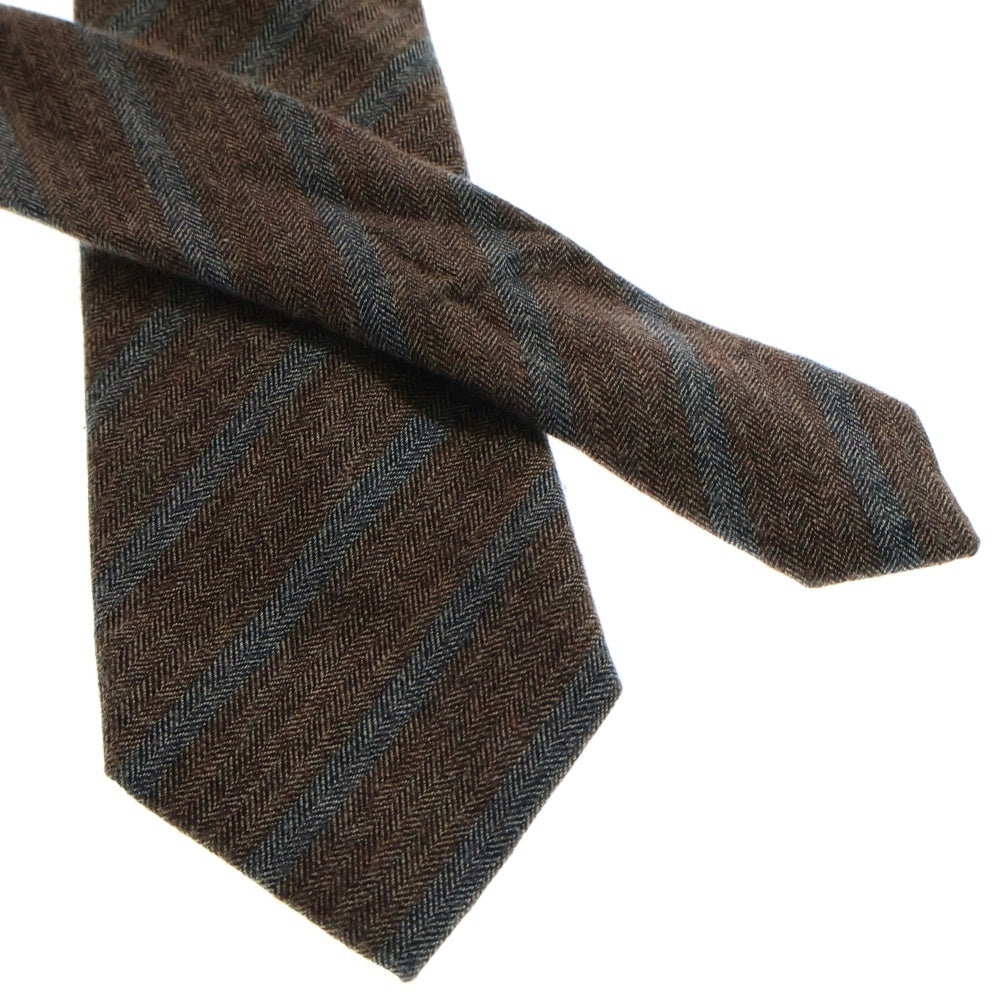 BRUNELLO CUCINELLI(ブルネロクチネリ) ストライプ コットン ネクタイ ブラウン/グレー MH8590018