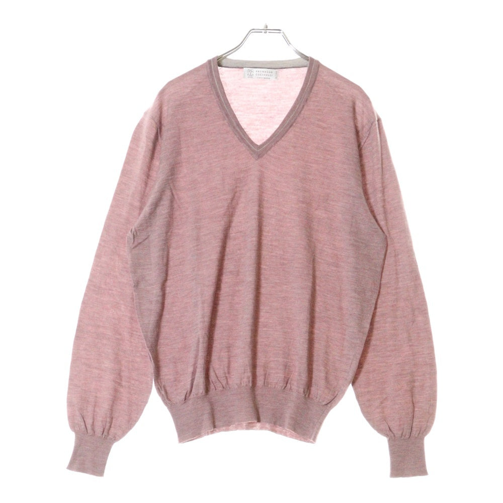 BRUNELLO CUCINELLI(ブルネロクチネリ) コットン Vネック ニット セーター パープル