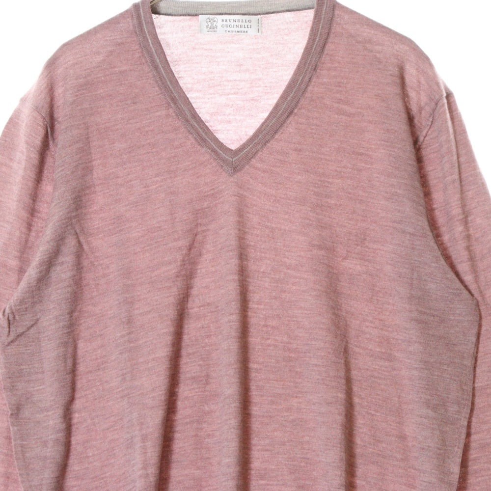 BRUNELLO CUCINELLI(ブルネロクチネリ) コットン Vネック ニット セーター パープル