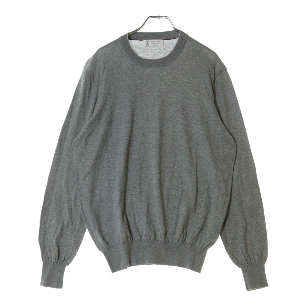 BRUNELLO CUCINELLI(ブルネロクチネリ) コットン クルーネック ニット セーター グレー