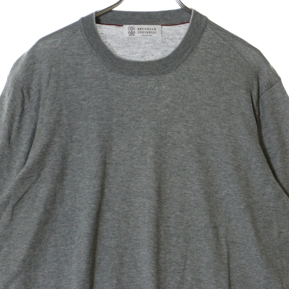 BRUNELLO CUCINELLI(ブルネロクチネリ) コットン クルーネック ニット セーター グレー