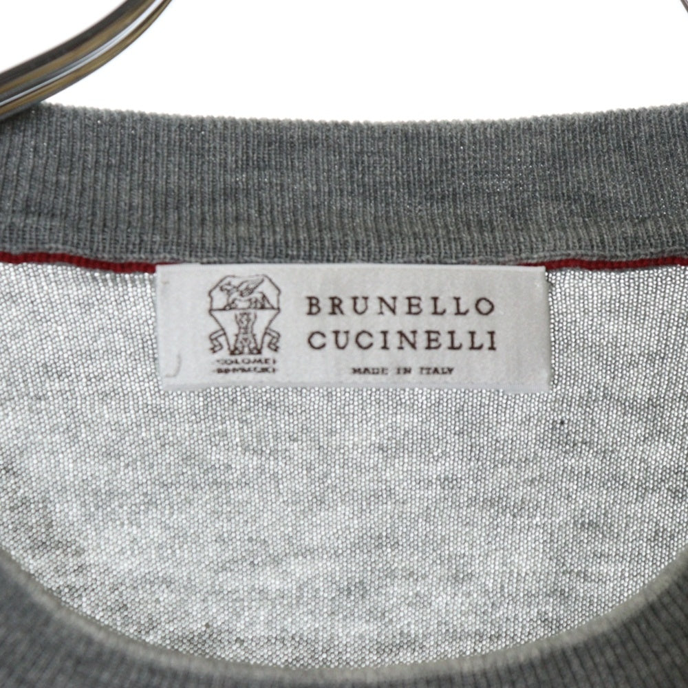 BRUNELLO CUCINELLI(ブルネロクチネリ) コットン クルーネック ニット セーター グレー