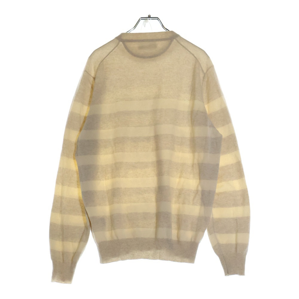 BRUNELLO CUCINELLI(ブルネロクチネリ) カシミヤ ボーダー クルーネック ニットセーター ベージュ DB96327