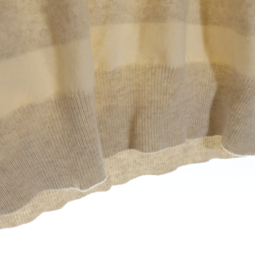 BRUNELLO CUCINELLI(ブルネロクチネリ) カシミヤ ボーダー クルーネック ニットセーター ベージュ DB96327
