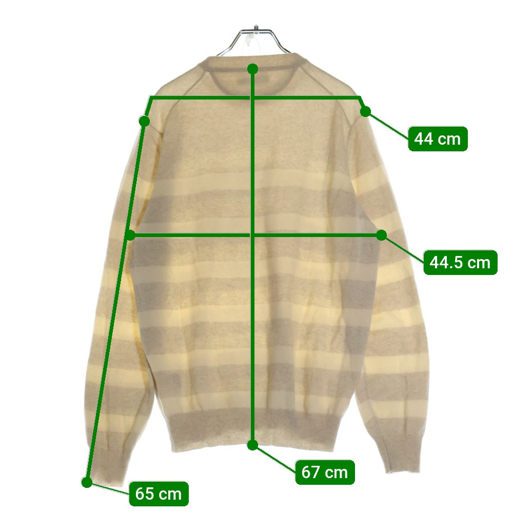 BRUNELLO CUCINELLI(ブルネロクチネリ) カシミヤ ボーダー クルーネック ニットセーター ベージュ DB96327
