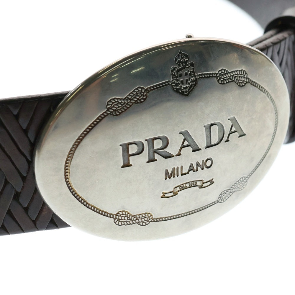 PRADA(プラダ) オーバルロゴバックル レザーベルト ブラウン 2C5321