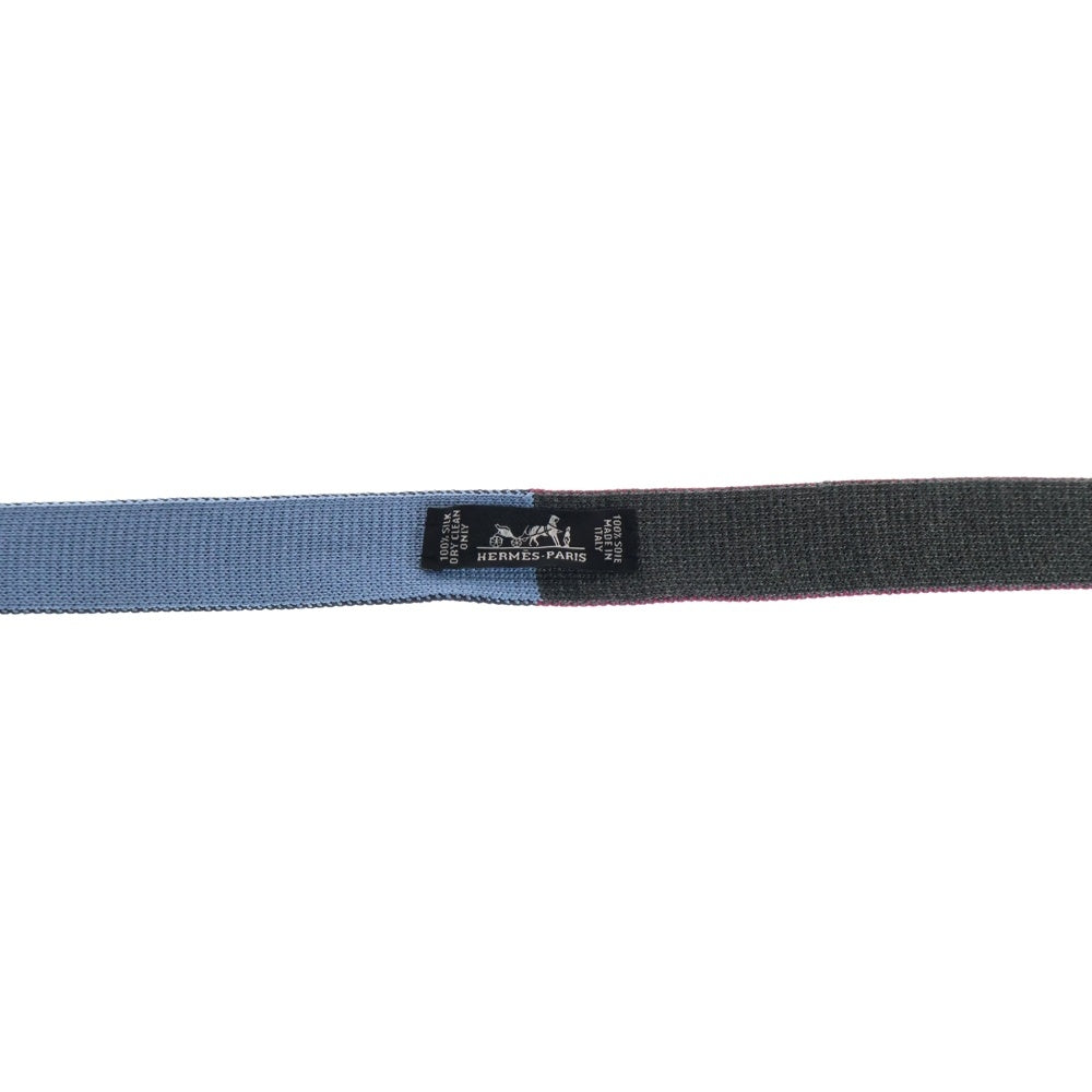 HERMES(エルメス) Hロゴ ニットタイ シルクマイユタイ キャトル タン リバーシブル シルク ネクタイ グレー/ピンク/ネイビー/ブルー