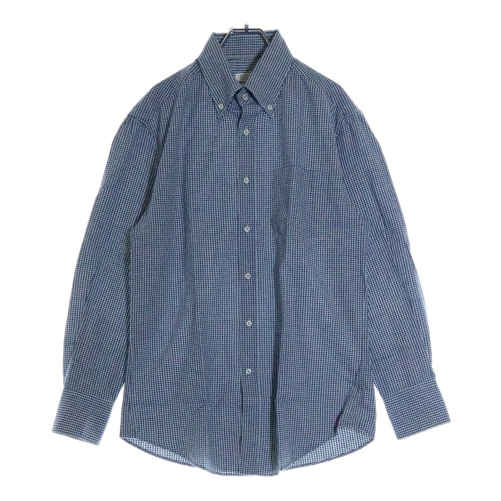 BRUNELLO CUCINELLI(ブルネロクチネリ) ギンガムチェック フロントポケット ボタンダウン 長袖シャツ ブルー