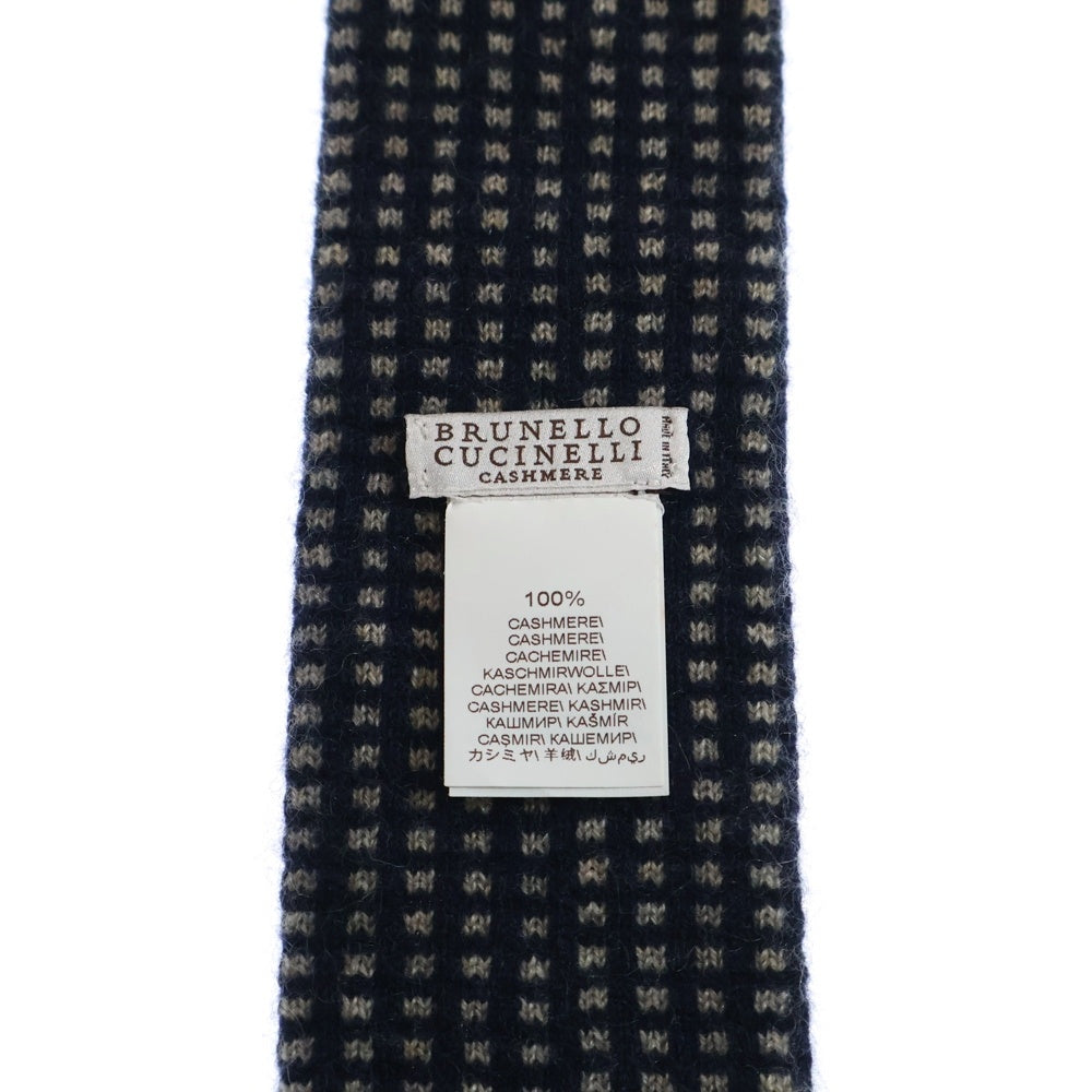 BRUNELLO CUCINELLI(ブルネロクチネリ) 千鳥格子 カシミヤネクタイ ネイビー ML8920018