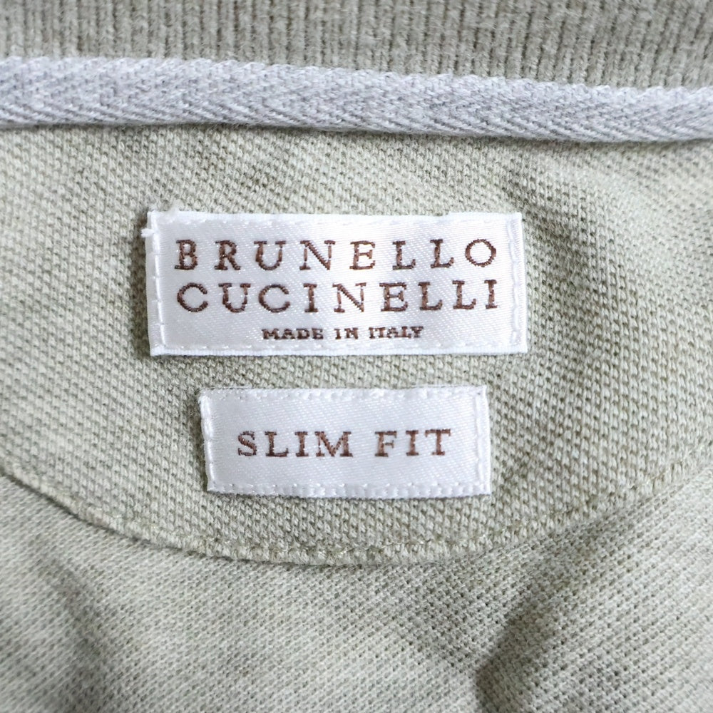 BRUNELLO CUCINELLI(ブルネロクチネリ) スリムフィット コットン 半袖ポロシャツ グレージュ DB92846